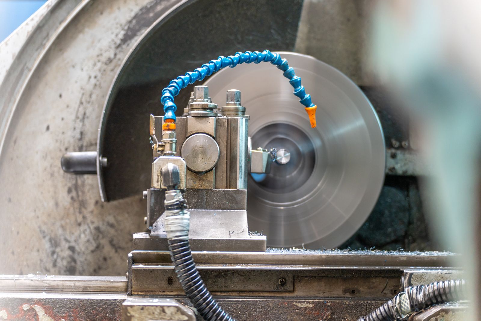 Workshop lathe running a production turning job